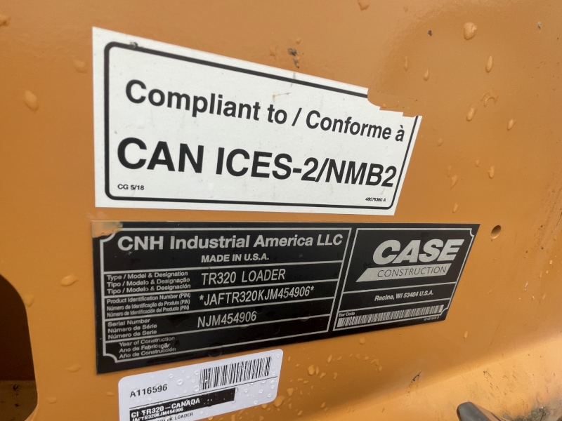 2018 CASE TR320 COMPACT TRACK LOADER