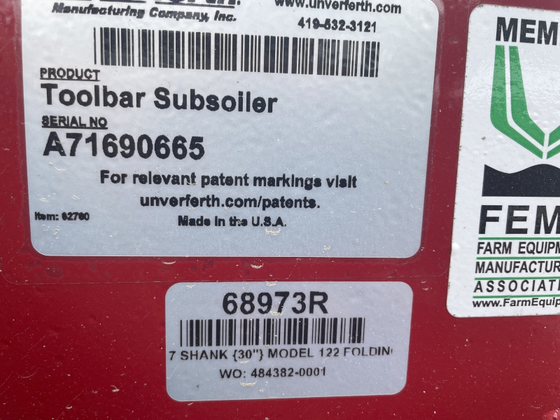 2025 UNVERFERTH 122 7 SHANK ZONE-BUILDER SUBSOILER DEEP TILLAGE