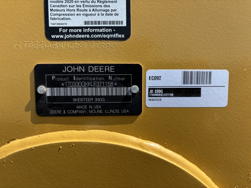 2020 JOHN DEERE 330G SKID STEER LOADER