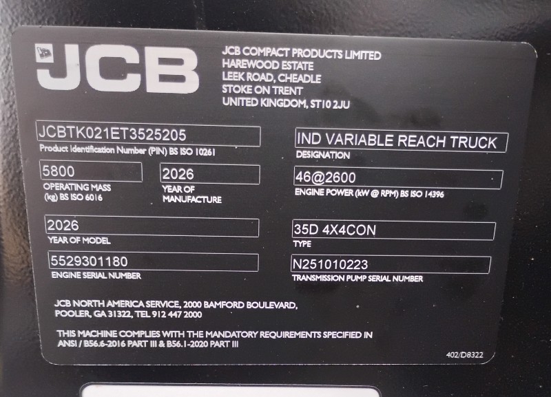 2026 JCB 35D 4X4CON (77-52D) TELETRUK FORKLIFT