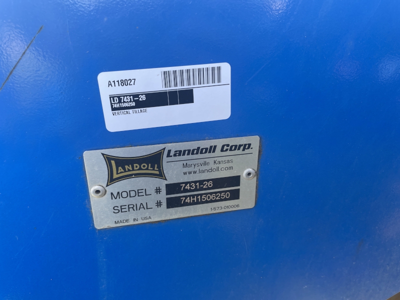 2015 LANDOLL 7431-26 VERTICAL TILLAGE