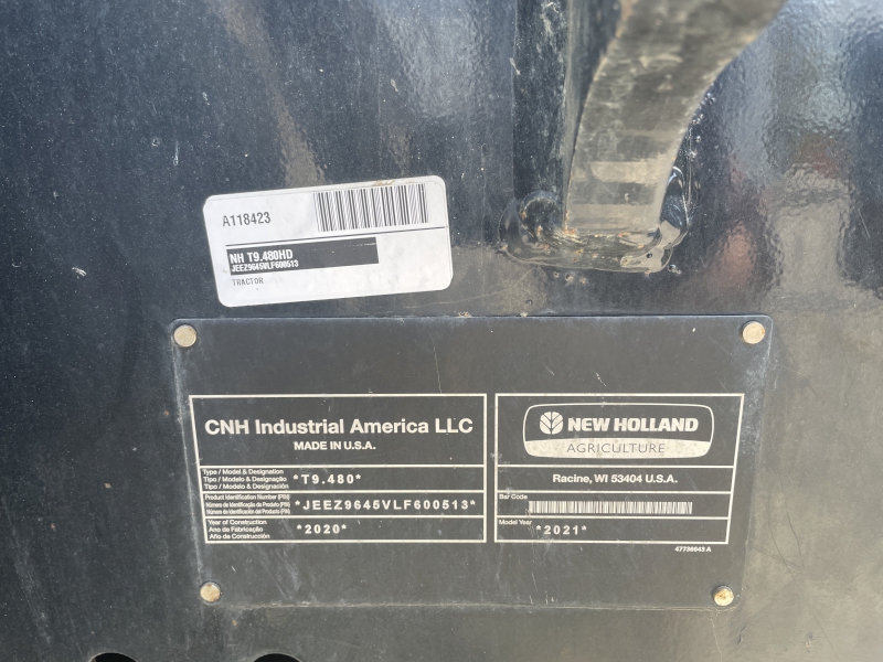 2021 NEW HOLLAND T9.480 HD 4WD TRACTOR