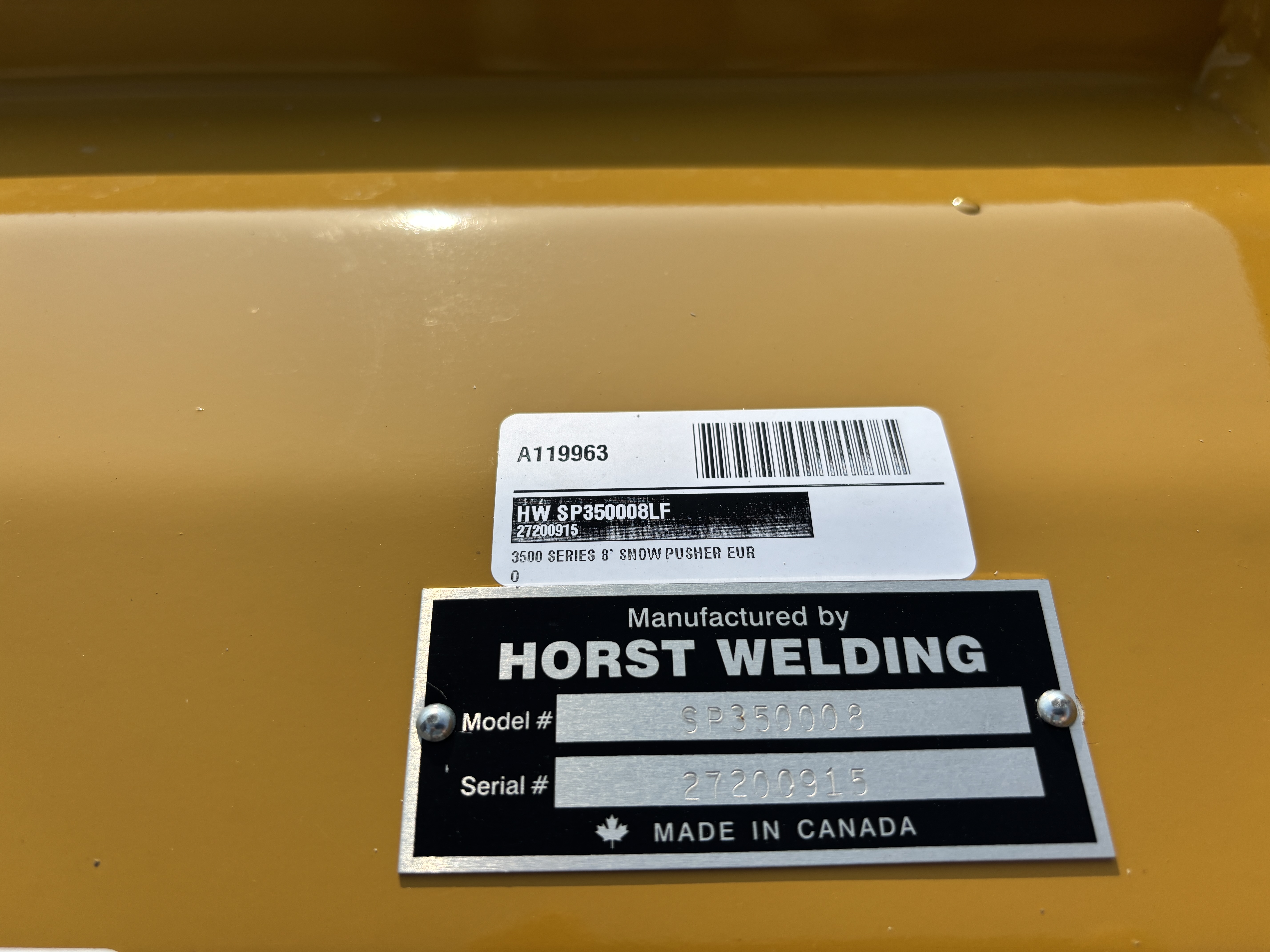 2026 HORST (HLA SNOW) SP350008LF SNOW PUSHER