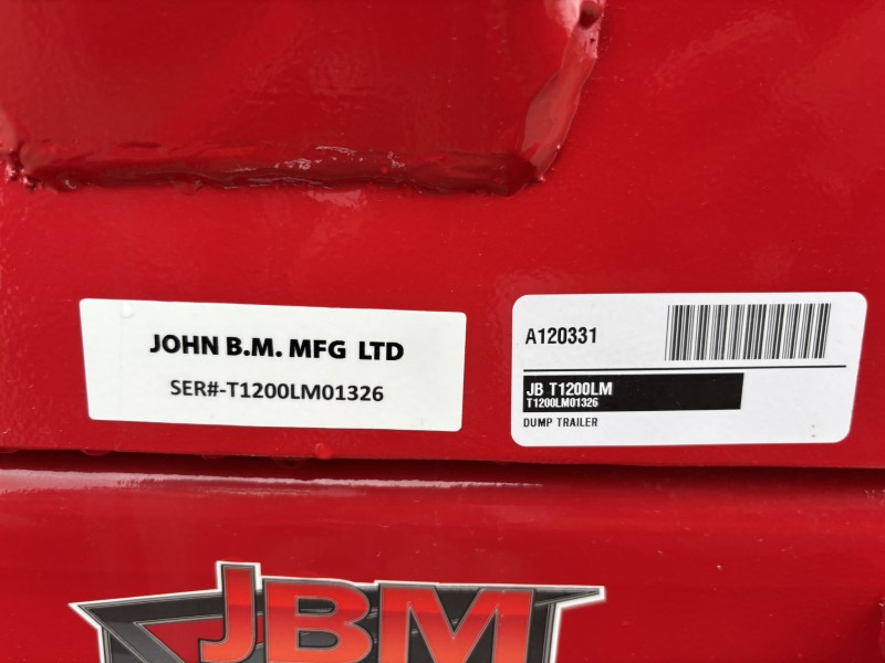 2026 JBM T1200LM LOAD MASTER DUMP TRAILER