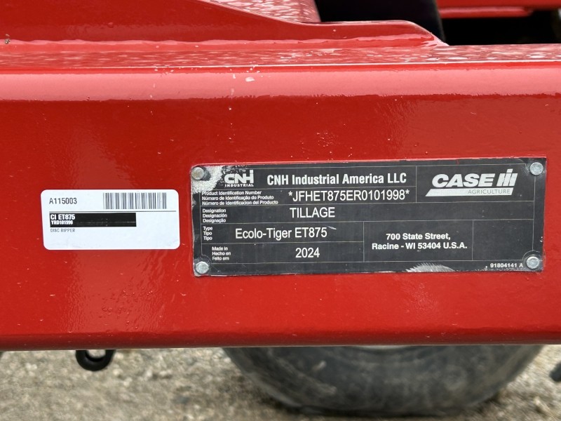 2024 CASE IH ECOLO TIGER 875 14 FOOT DISC RIPPER