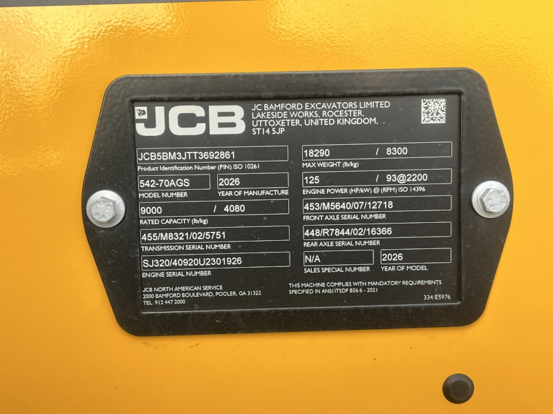 2026 JCB 542-70 AGRI SUPER LOADALL AGRICULTURE TELEHANDLERS