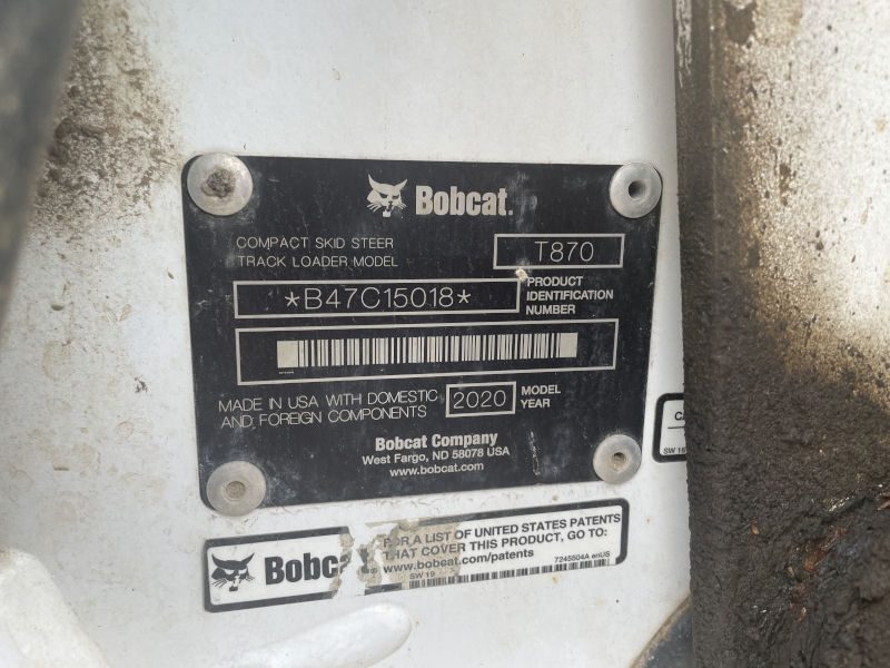 2020 BOBCAT T870 COMPACT TRACK LOADER