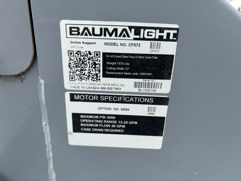 2020 BAUMALIGHT CF572 SKIDSTEER ROTARY BRUSH CUTTER