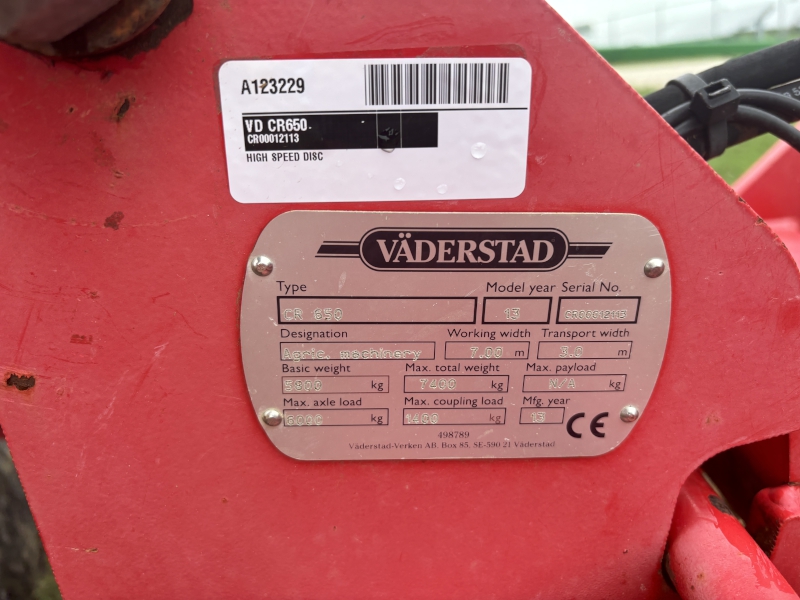 2013 VADERSTAD CR650 HIGH SPEED COMPACT DISC