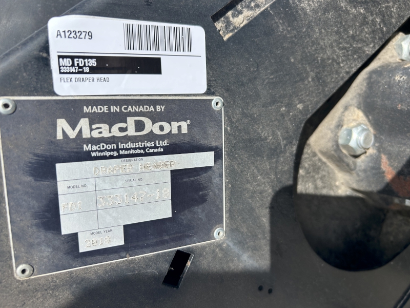 2018 MACDON FD135 DRAPER HEAD