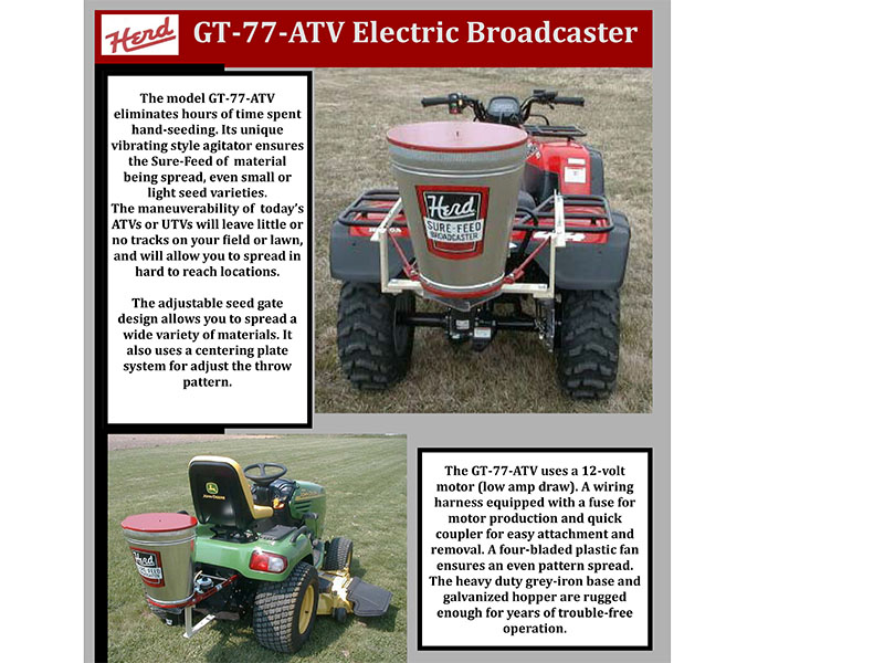 Delta Power Equipment | 2023 HERD GT-77ATV ELECTRIC BROADCAST SEEDER/ SPREADER