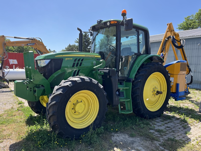 John Deere 6120M Tractor Loader with Bomford Boom Mower