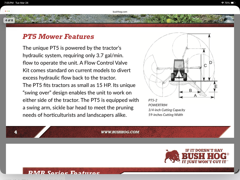 Bush Hog PT5 Powertrim Sickle bar mower for sale 